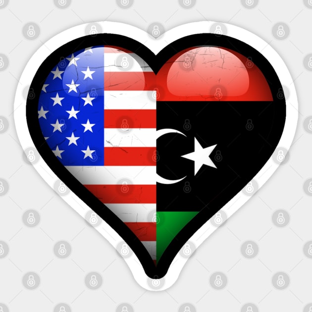 Half American Half Libyan - Gift for Libyan From Libya Sticker by Country Flags